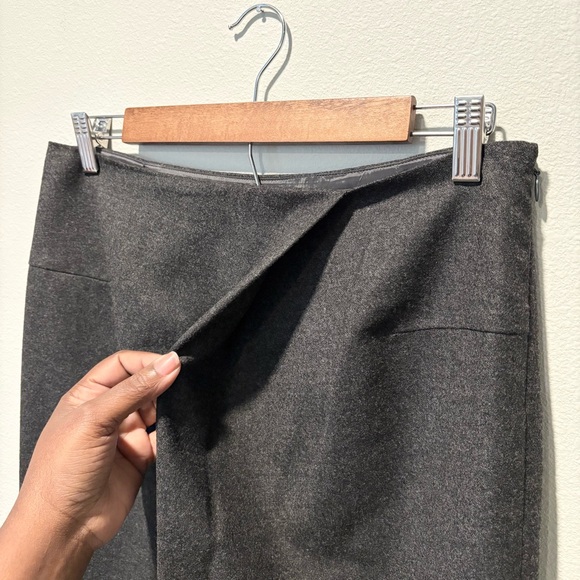 Jil Sander Gray Pencil Skirt Wool Cashmere Blend Pleated Front Size 38 - Picture 5 of 11